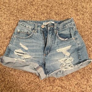Garage Light Blue Ripped Jean Shorts